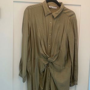 Zara military green knot dress
